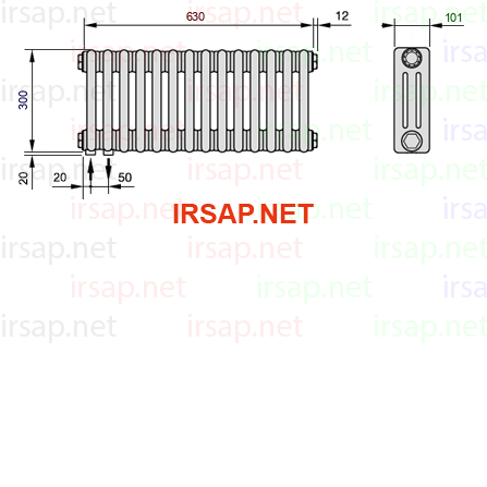 чертеж радиатора Irsap Tesi 30300-1430300-14-18-01